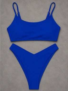 NWT - Owica Women's 2 Piece V Cut Bikini Set - Size Medium Swimsuit Royal Blue